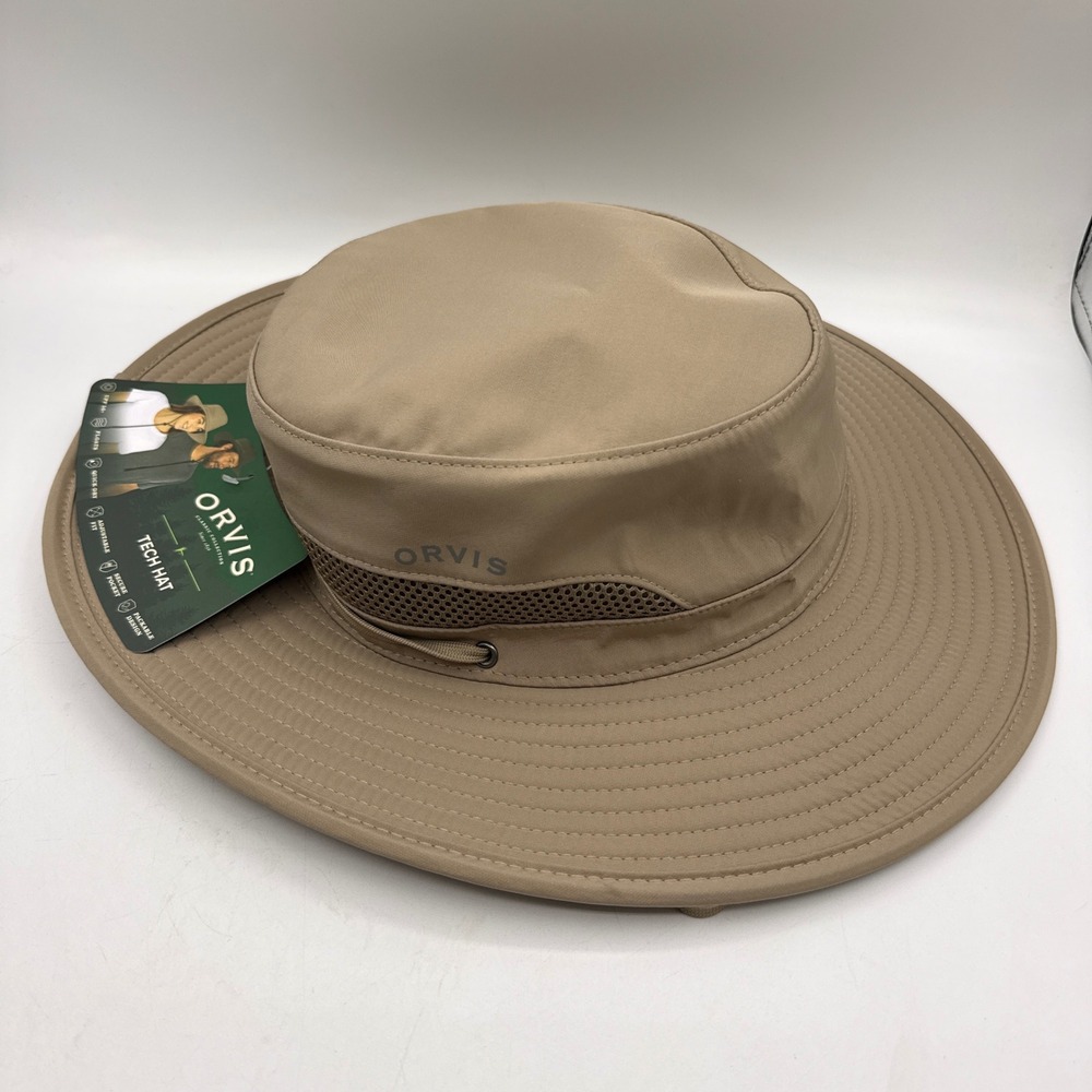 Orvis Tech Hat Unisex One Size Tan UPF 50+ Packable Floatable Boonie Sun Hat
